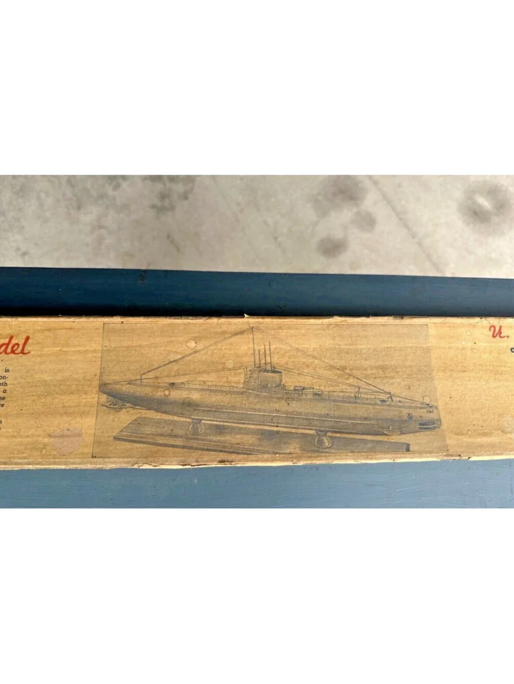 1938 Ideal Aeroplane Wood US Submarine Navy Model Ship Kit Box Instructions WW2